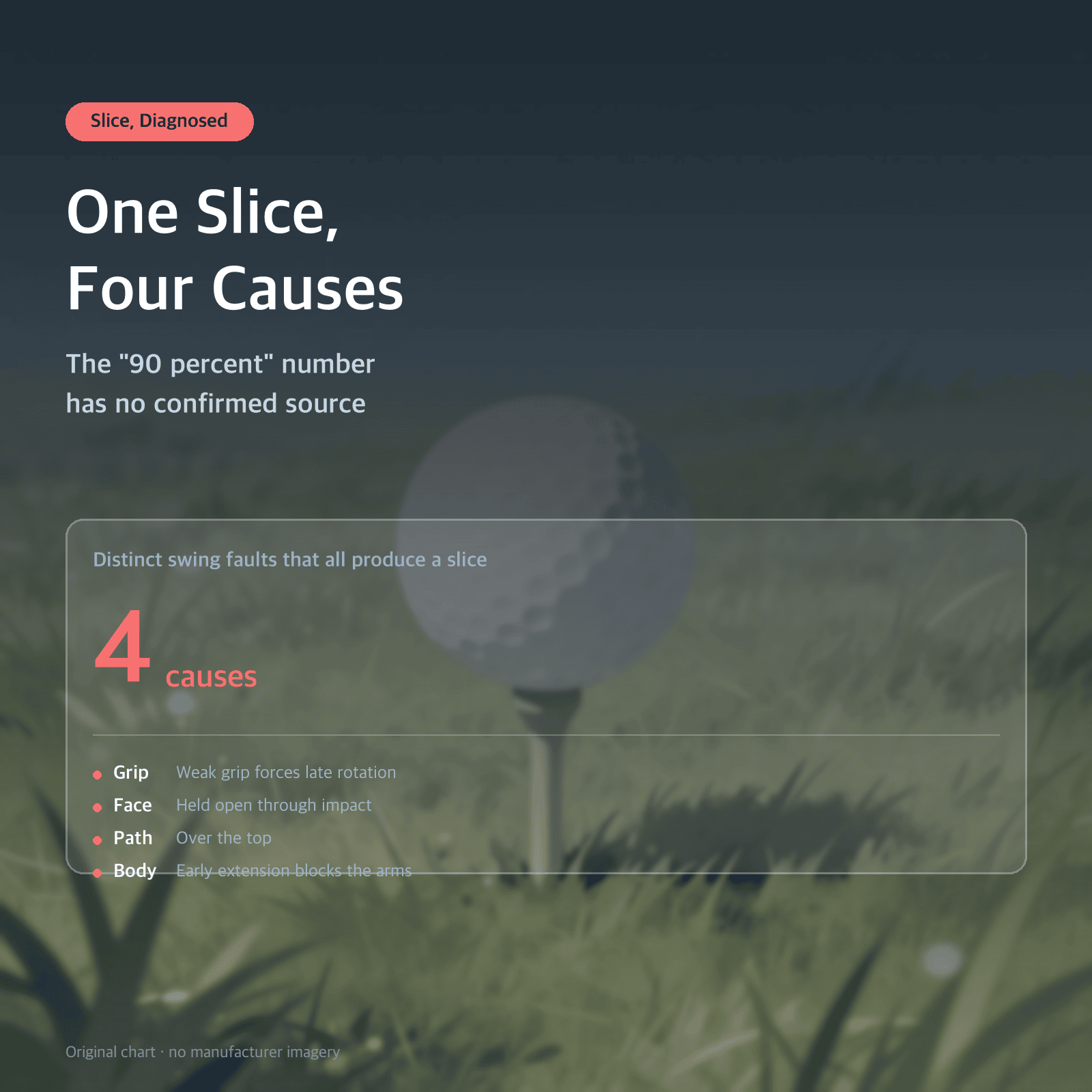 Thumbnail: One Slice, Four Causes — The "90 percent" number has no confirmed source